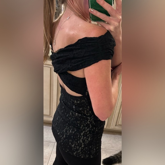 Sexy NWOT Victoria Secret Moda International Black Lace Overlay Longline Top SzM - Picture 8 of 10